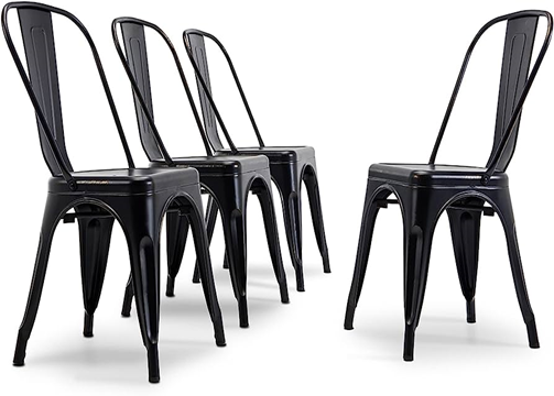 Black Stackable Metal Dining Chairs