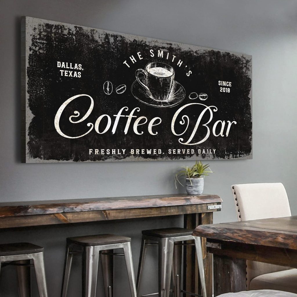 Coffee Bar with Custom Coffee Signs