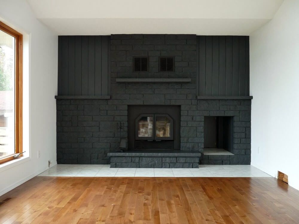 Gray Bricked Modern Fireplace Idea