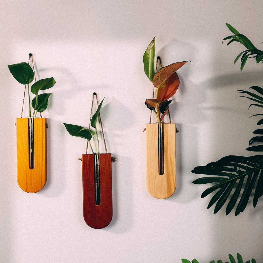 Hanging Wooden Vases