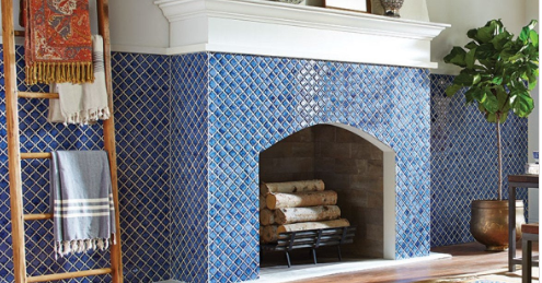 Innovative Tiles Modern Fireplace Idea