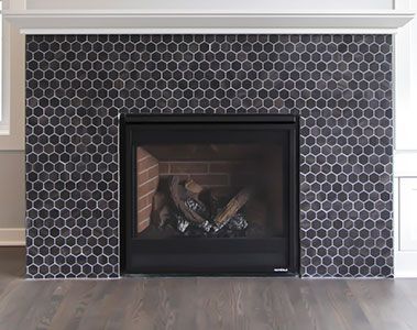 Modern Fireplace With Black Tiles
