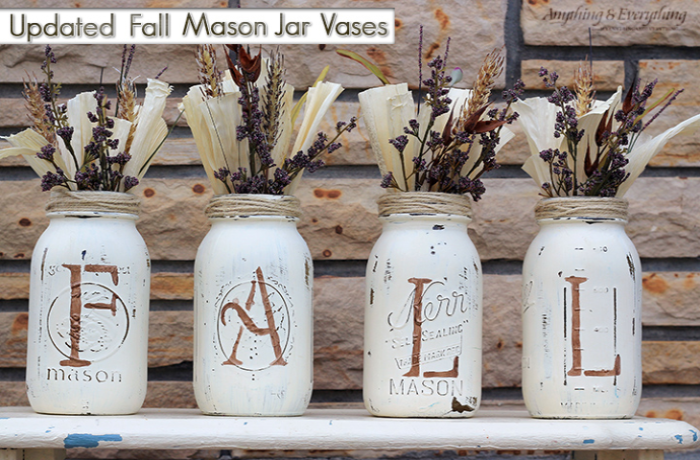 Painted Mason Jar Vases with Letters