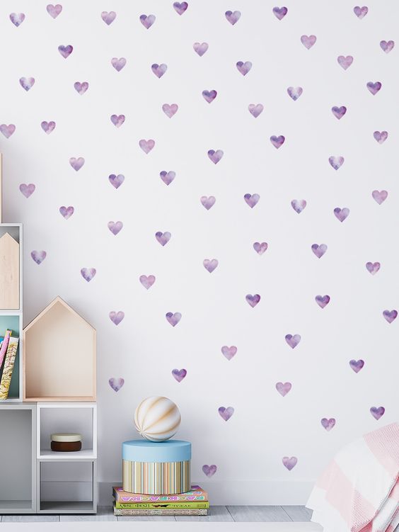 Pastel Blues with a Heart-Shaped Accent Wall