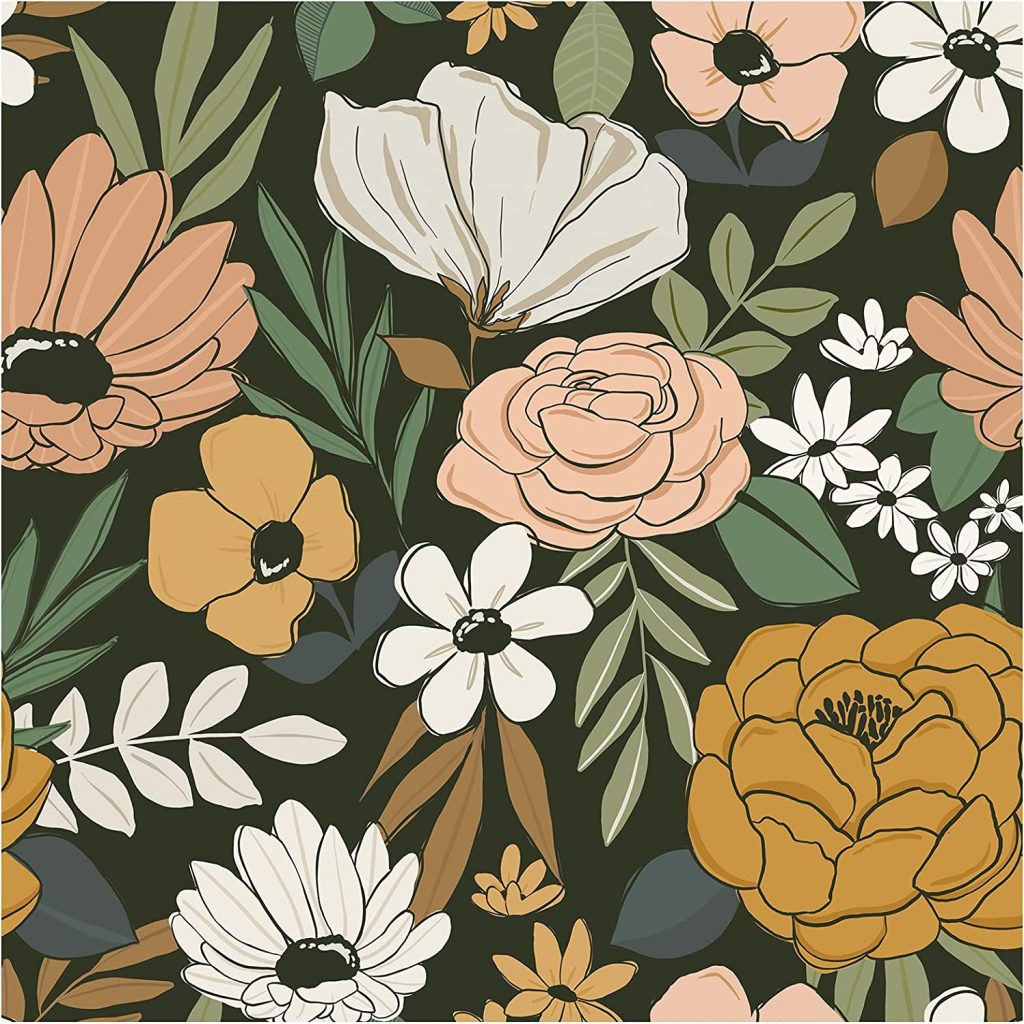 Retro Floral Pattern Wallpaper