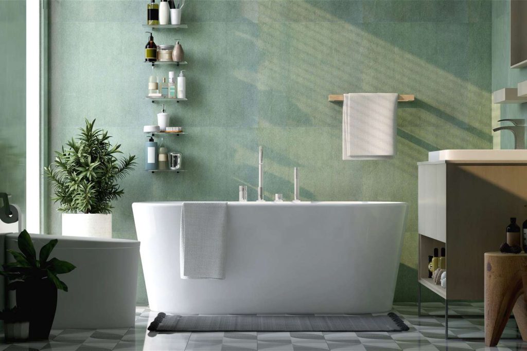 Select Olive Green for Small Bathroom Trends