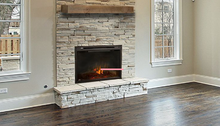 Stone and Wood Modern Fireplace Idea