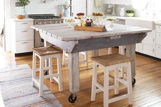 Transforming the Table Into a Kitchen Island