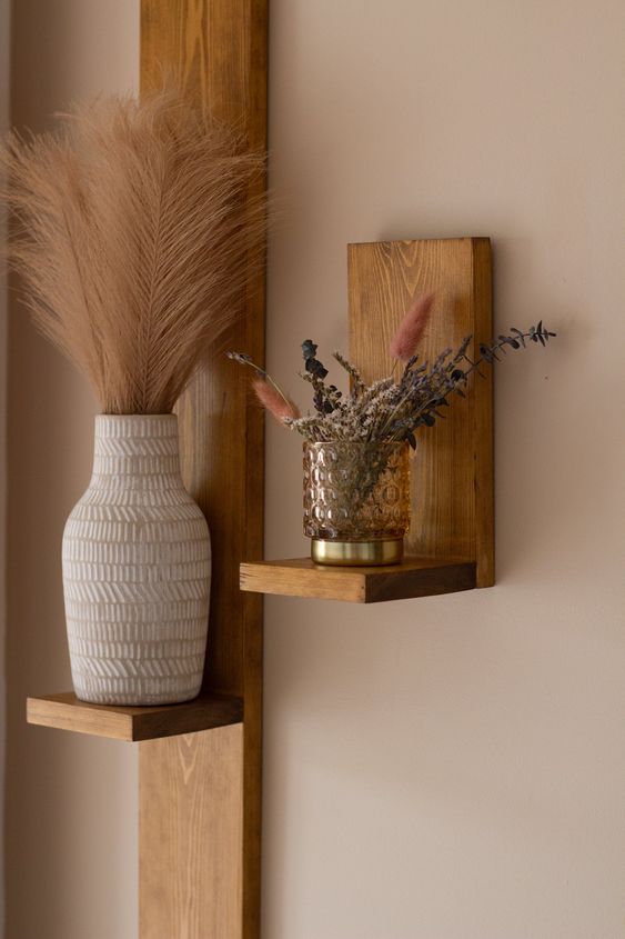 Wall Shelves Made of Rustic Wood